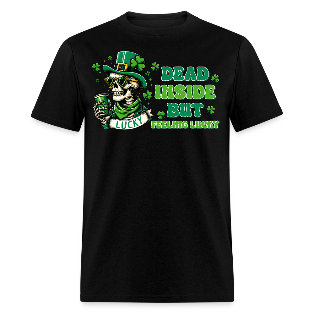 Dead Inside But Lucky St Paddy’s Skeleton T-shirt - black