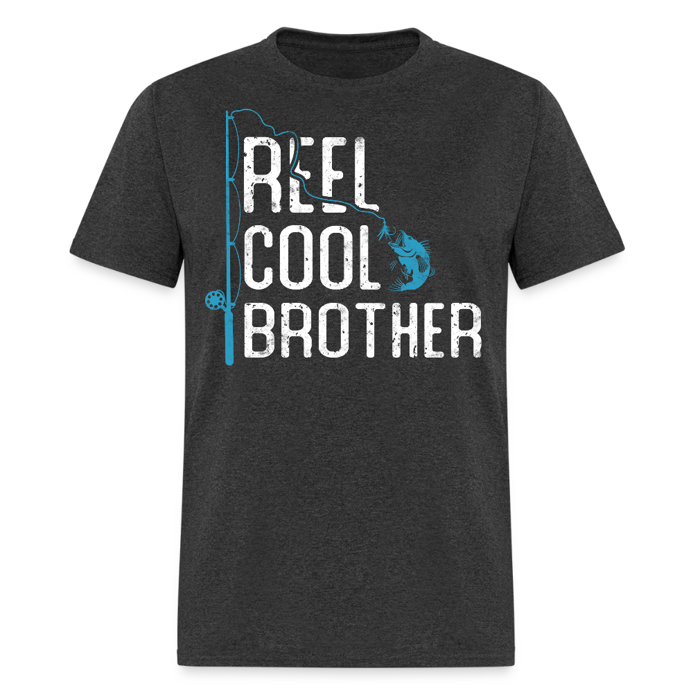 Reel Cool Brother Funny Fishing T-shirt - heather black