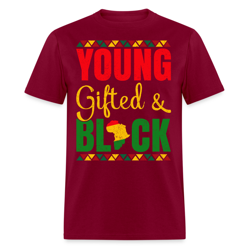 African Heritage Tee Young Gifted and Black T-Shirt - burgundy