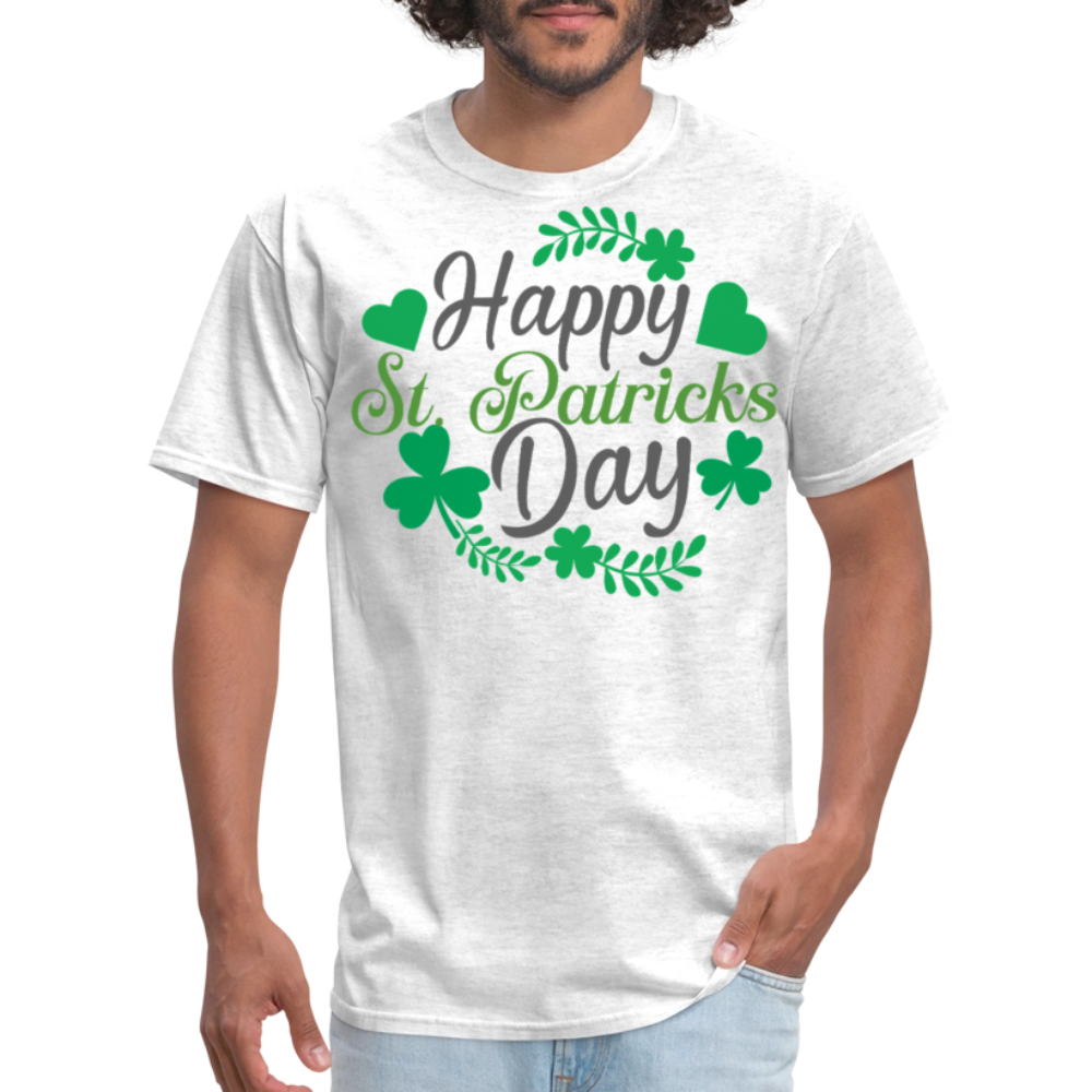 Funny Irish Shamrock Graphic Tee Green St Patrick’s Day T-shirt - light heather gray