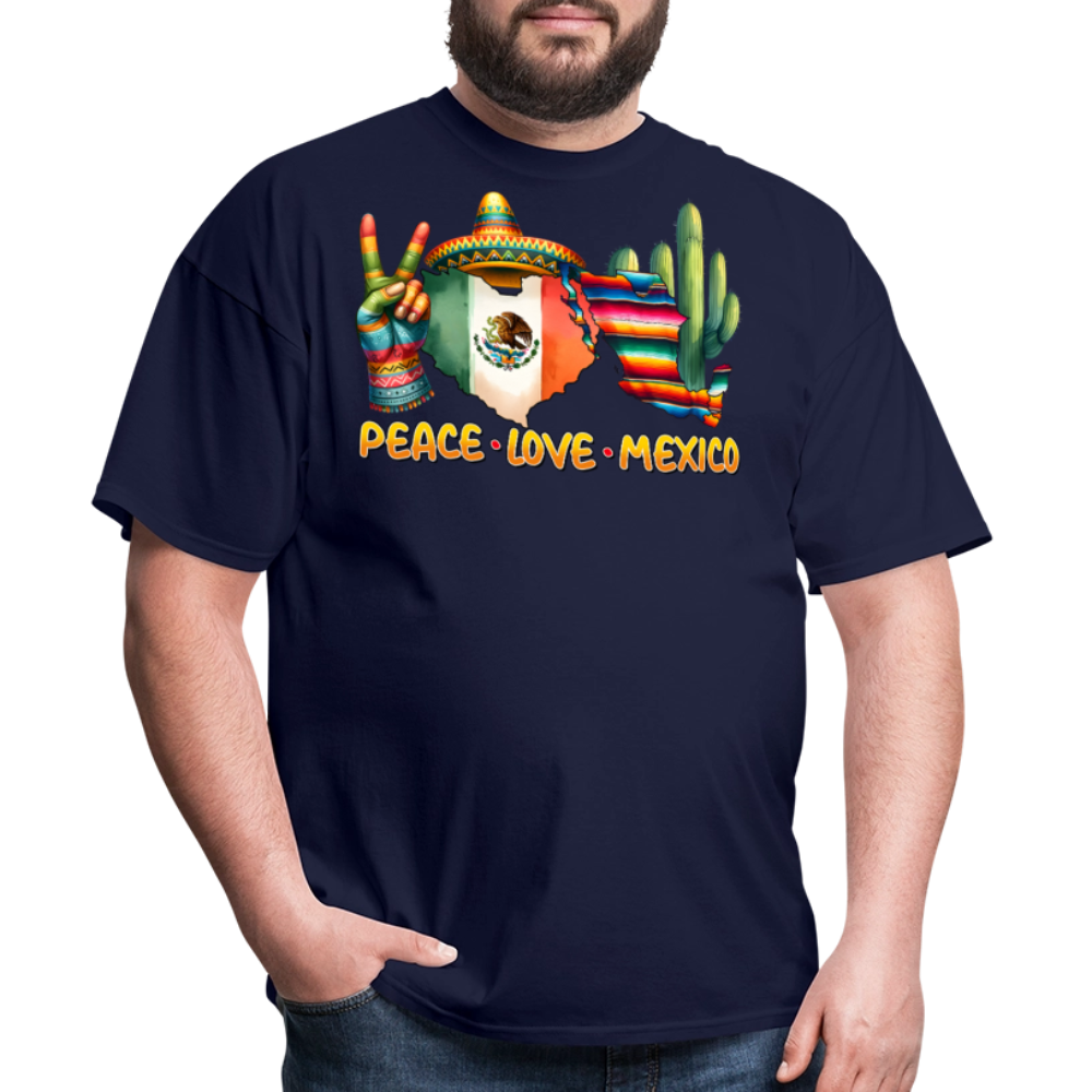 Peace Love Mexico Cultural Tee Mexican Pride T-shirt - navy