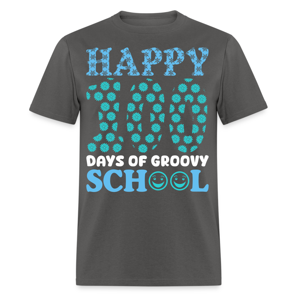 Groovy 100th-day School Celebration Tee Teacher Appreciation Gift T-shirt - charcoal