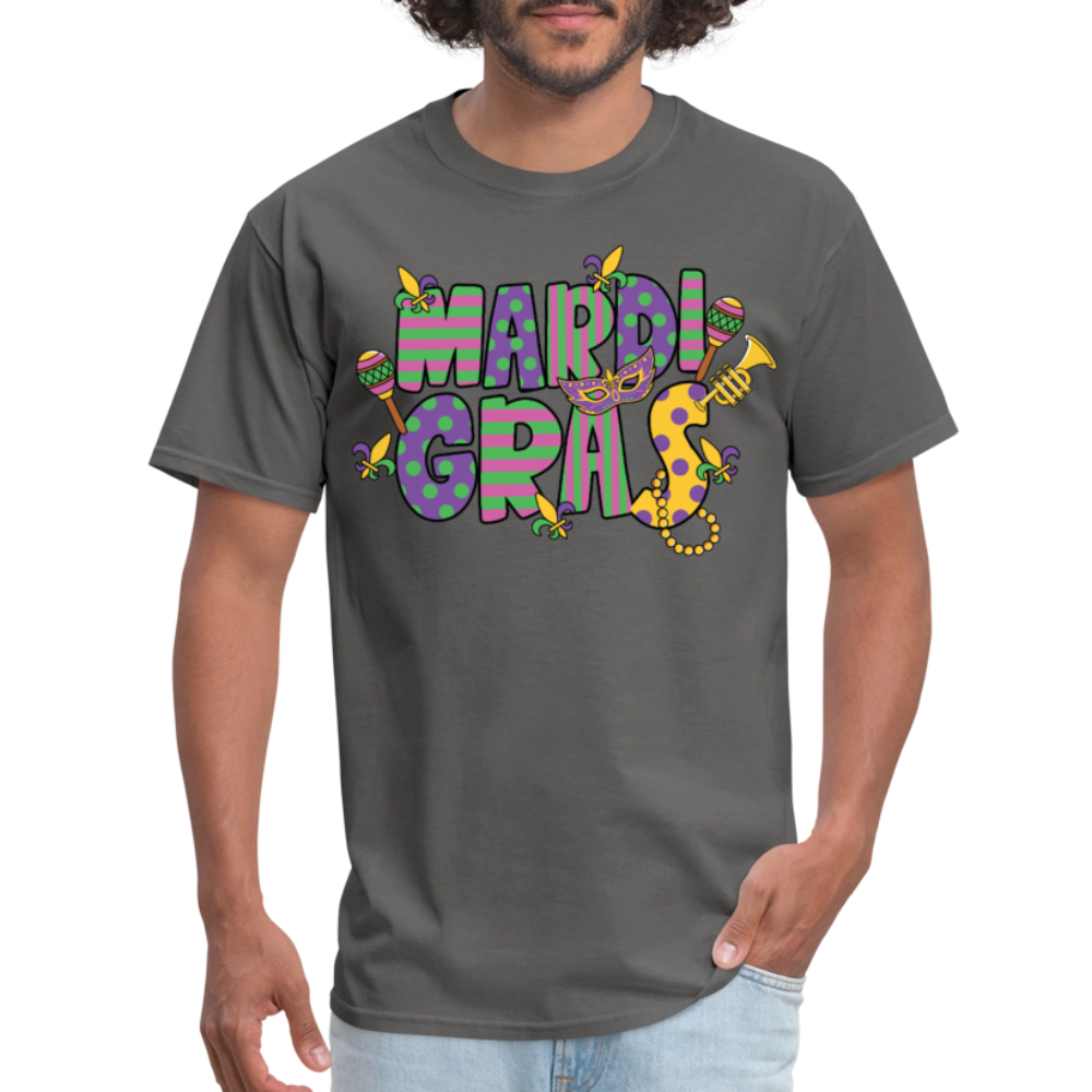 Retro-style Mardi Gras Carnival Tee New Orleans Mardi Gras Party T-shirt - charcoal