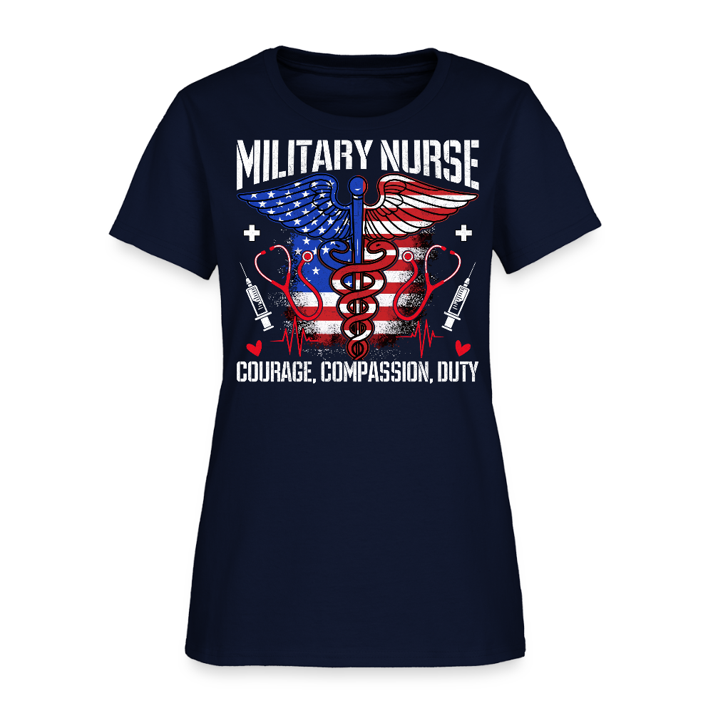 Military Nurse Courage Compassion Duty Patriotic Nurse T-shirt - navy