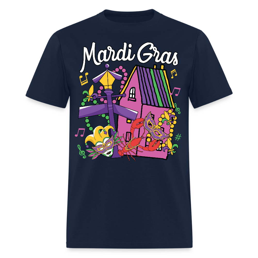 New Orleans Themed Festival Tee For Parades Mardi Gras T-shirt - navy