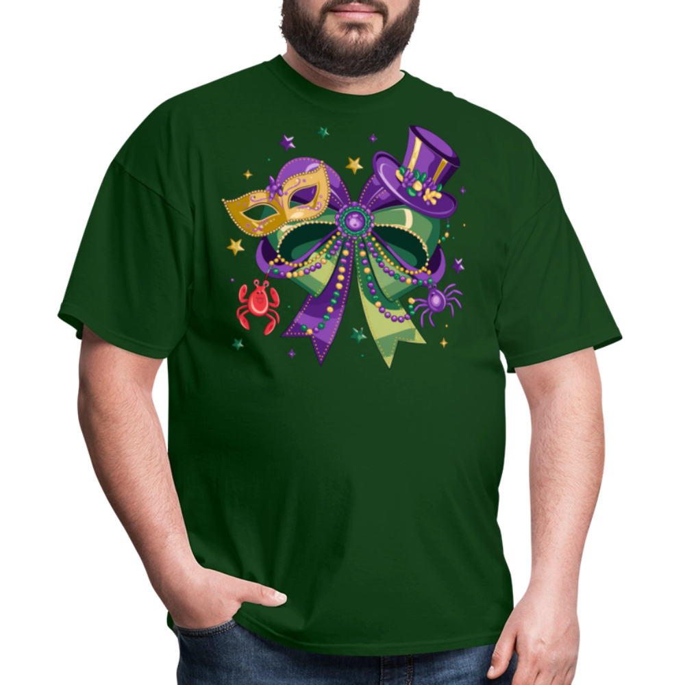 Colorful Masquerade Mask Tee for Fat Tuesday Funny Mardi Gras T-shirt - forest green