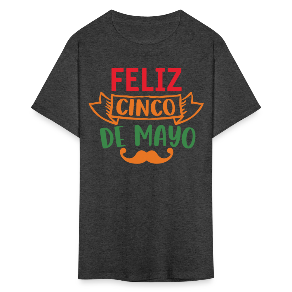 Mexican-themed Graphic Tees Feliz Cinco De Mayo T-shirt - heather black