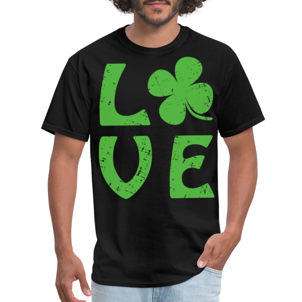 Lucky Clover Distressed Love Graphic T-shirt - black