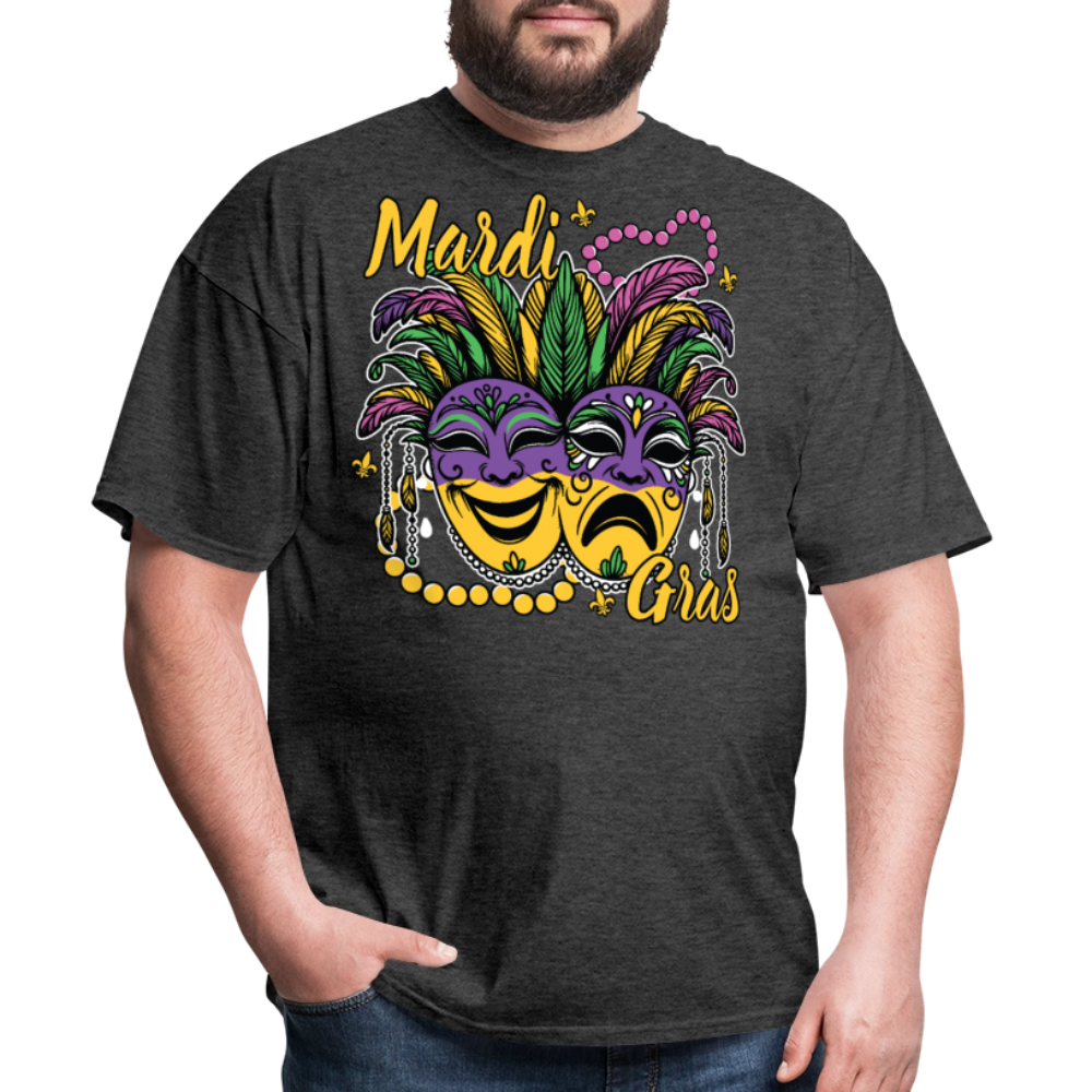 Colorful Mardi Gras Mask Festival New Orleans Carnival Celebration T-shirt - heather black