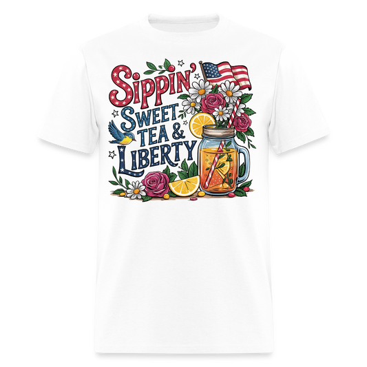 Sippin Sweet Tea And Liberty And Lemonade T-Shirt - white