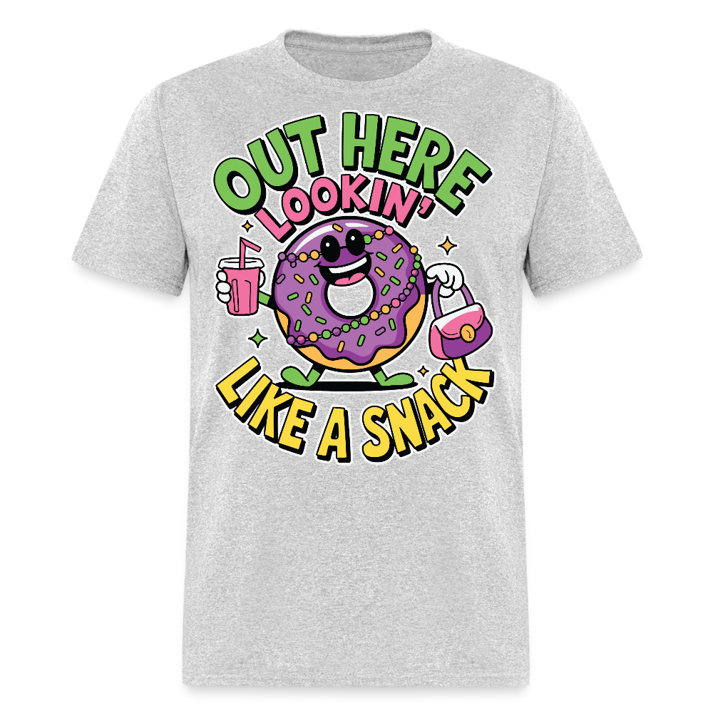 Out Here Looking Like A Snack Shirt Cool Cartoon Donut T-shirt - heather gray