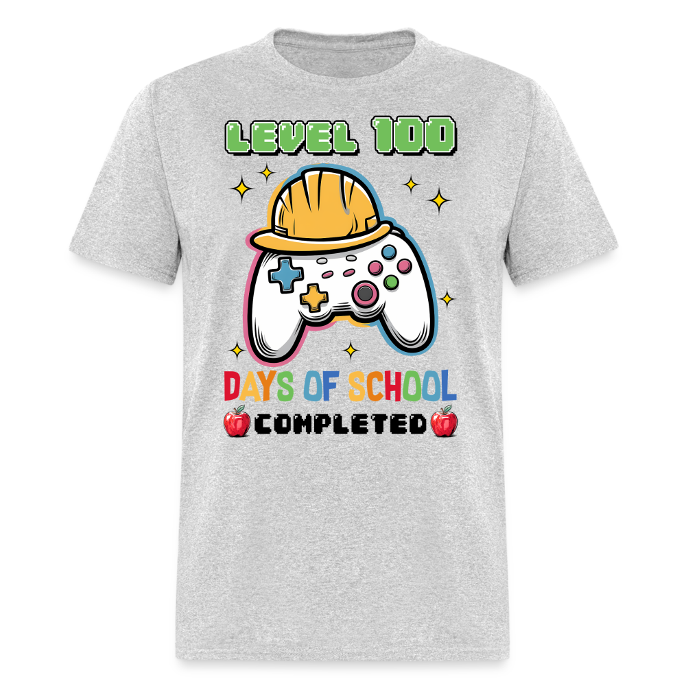 Level 100 Days Of School Gamer Shirt Level Up School Milestone T-shirt - heather gray