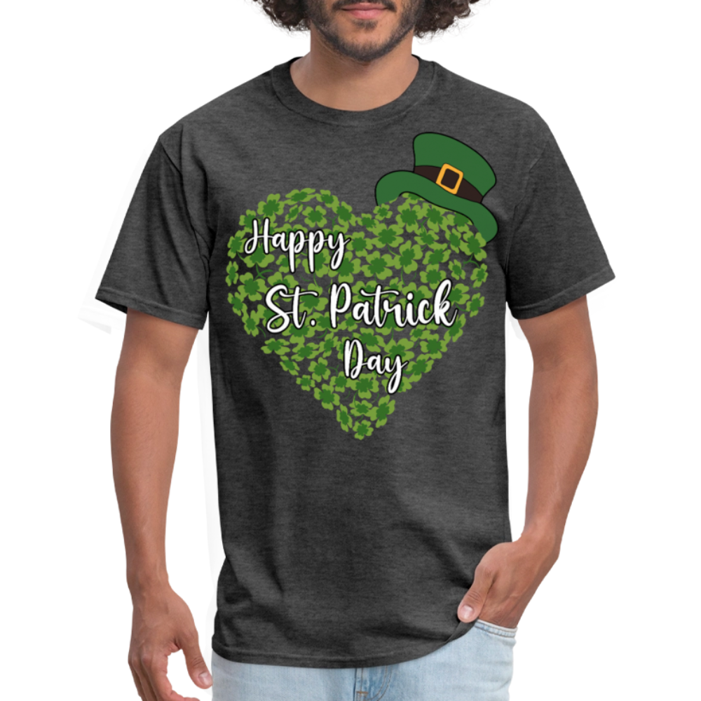 St Patrick’s Day Shamrock Heart T-shirt - heather black