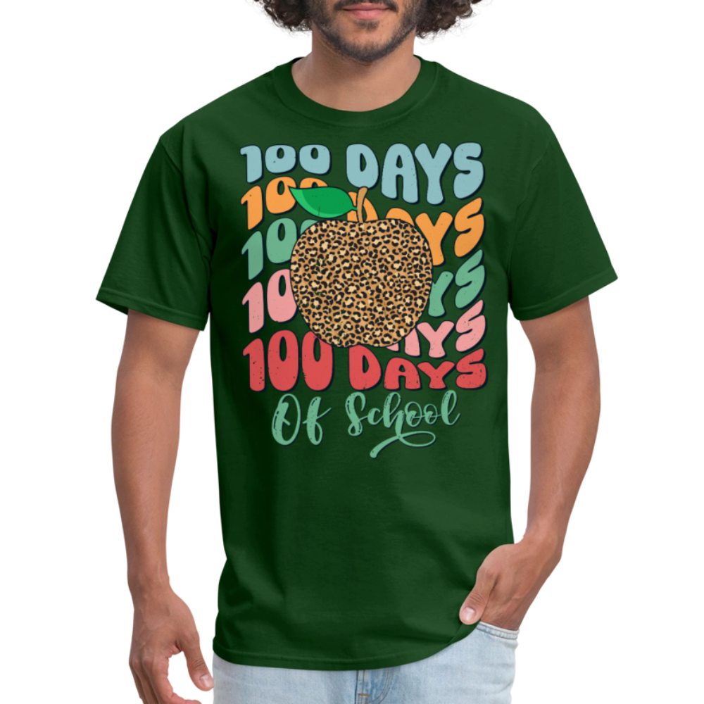 Leopard print 100 Days Of School Teacher Appreciation Gifts T-shirt - forest green