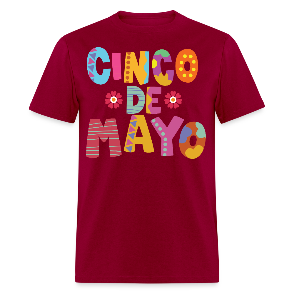 Mexican Holiday Celebration Tee Cinco De Mayo Colorful Graphic T-shirt - dark red