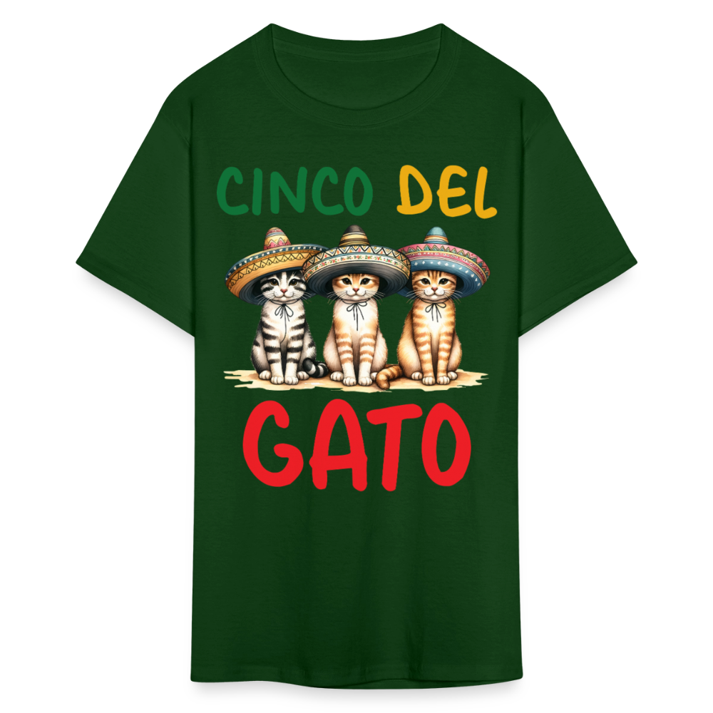 Cinco De Mayo Kitten Graphic Tee Funny Fiesta Cat T-shirt - forest green