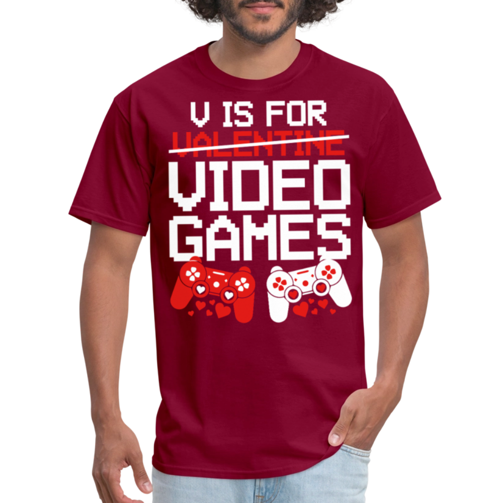 Valentine’s Day Gifts For Gamers Funny Gaming Couple Matching T-shirt - burgundy