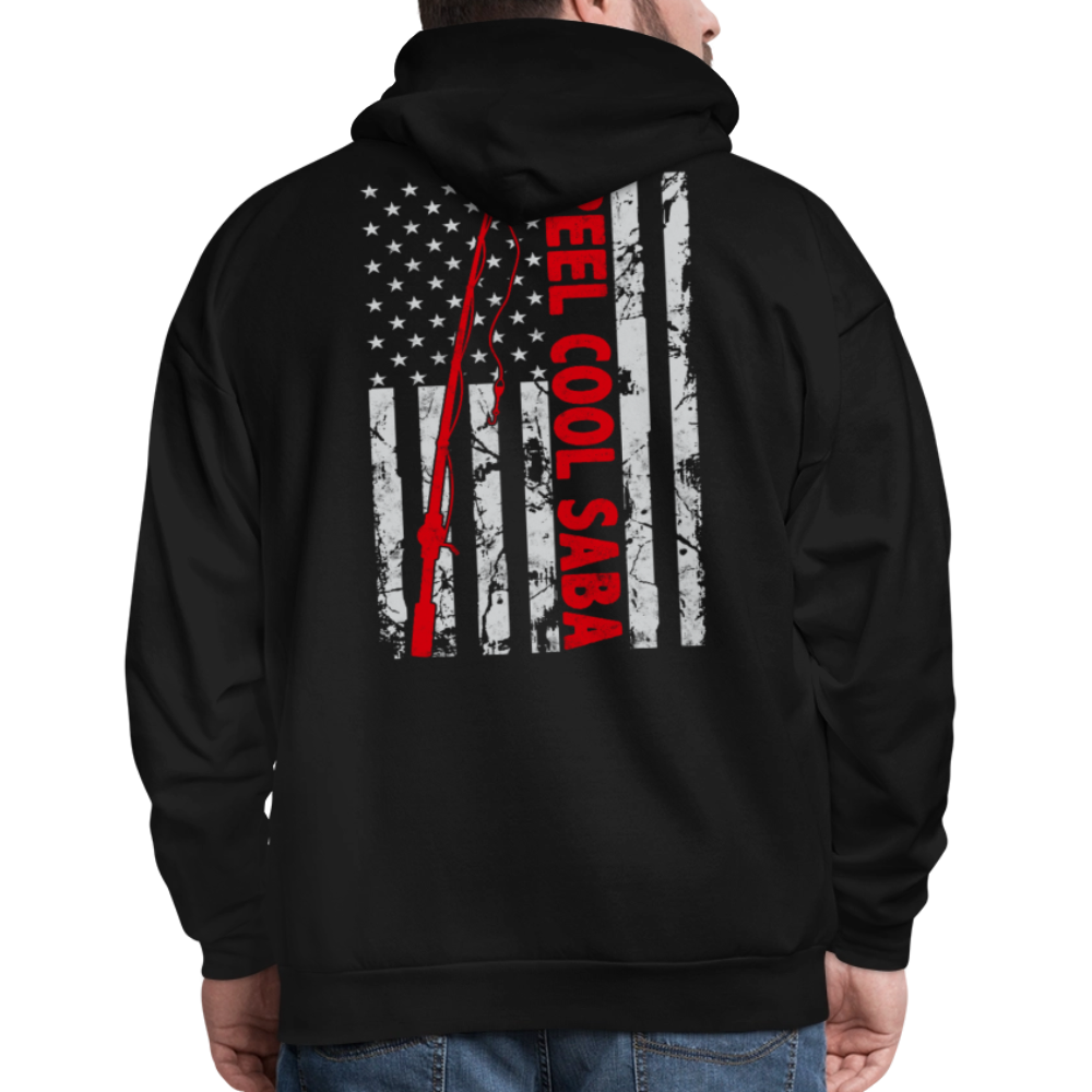 Reel Cool Saba Fishing American Flag Hoodie - black