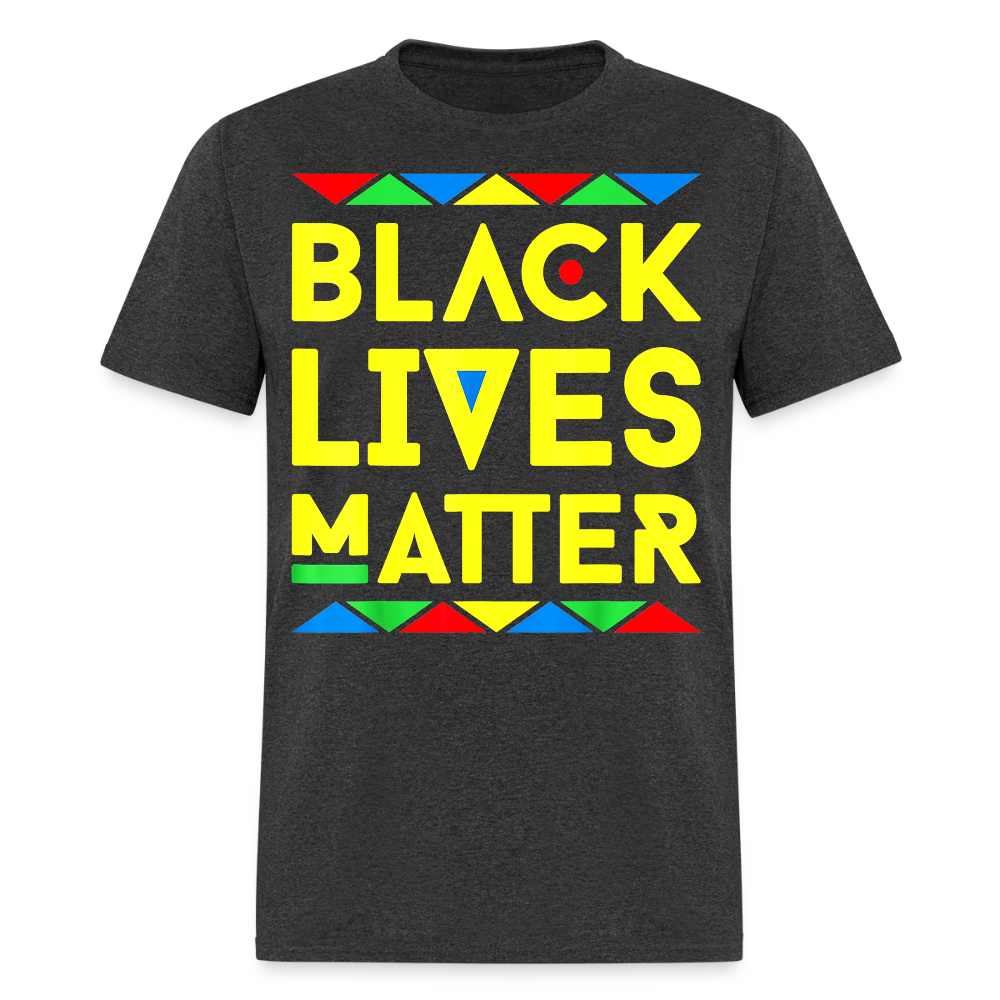 Black Lives Matter T-shirt With African Colors African Pride T-shirt - heather black