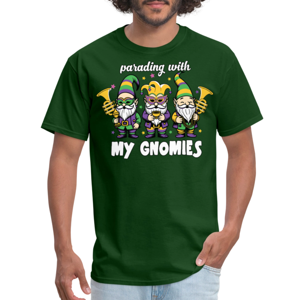 Parading With my Gnomies Festival Shirt Funny Mardi Gras T-shirt - forest green