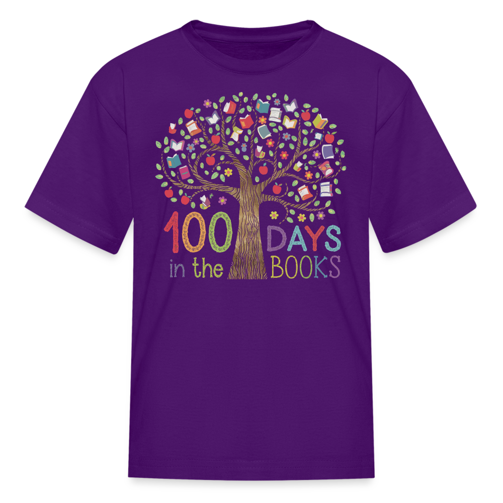 Celebratory 100 Days in the Books T-Shirt for Kids - purple