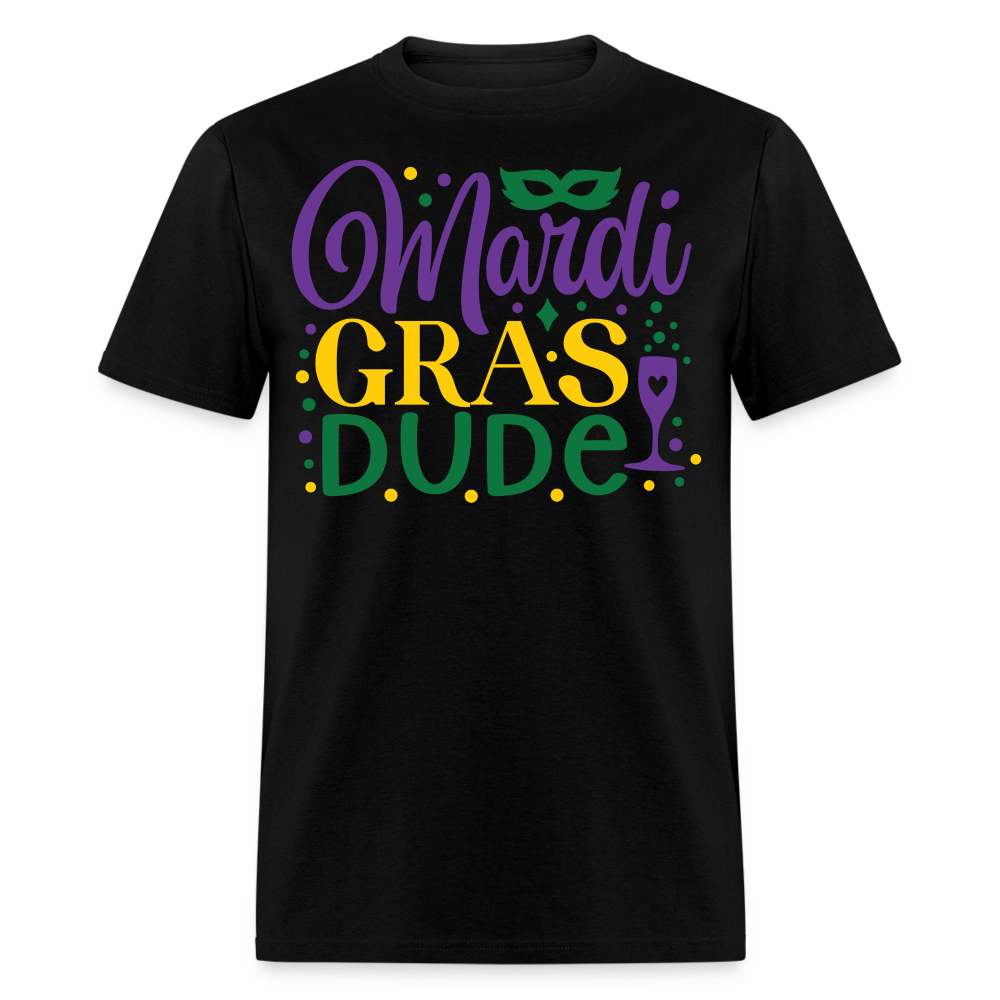 Unique Mardi Gras Dude Graphic T-shirt - black