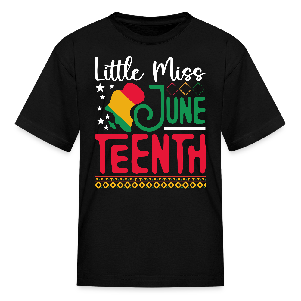 Little Miss Juneteenth African American Pride Kids T-shirt - black