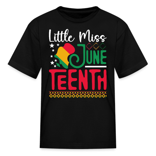 Little Miss Juneteenth African American Pride Kids T-shirt - black