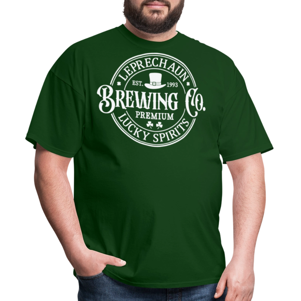 St Patrick’s Day Craft Beer Graphic Tee Funny Leprechaun Drinking T-shirt - forest green