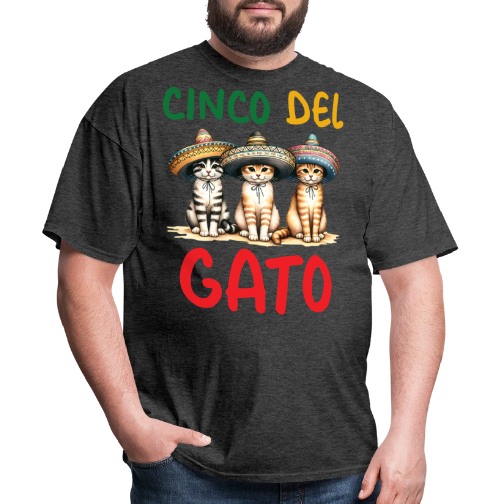 Cinco De Mayo Kitten Graphic Tee Funny Fiesta Cat T-shirt - heather black