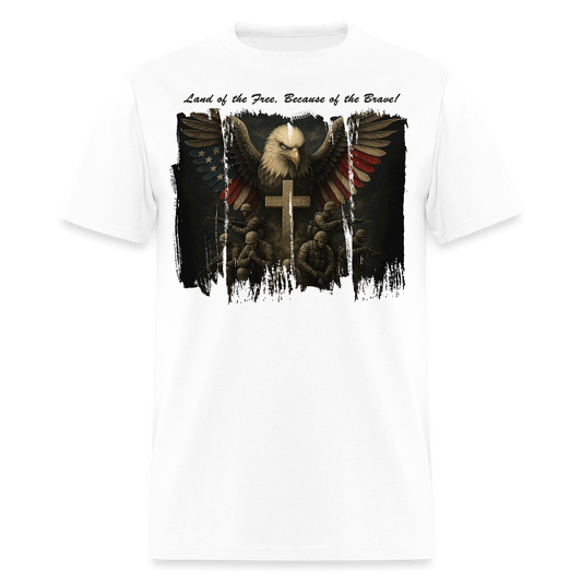 Land Of The Free Faith Based Military T-Shirt - white