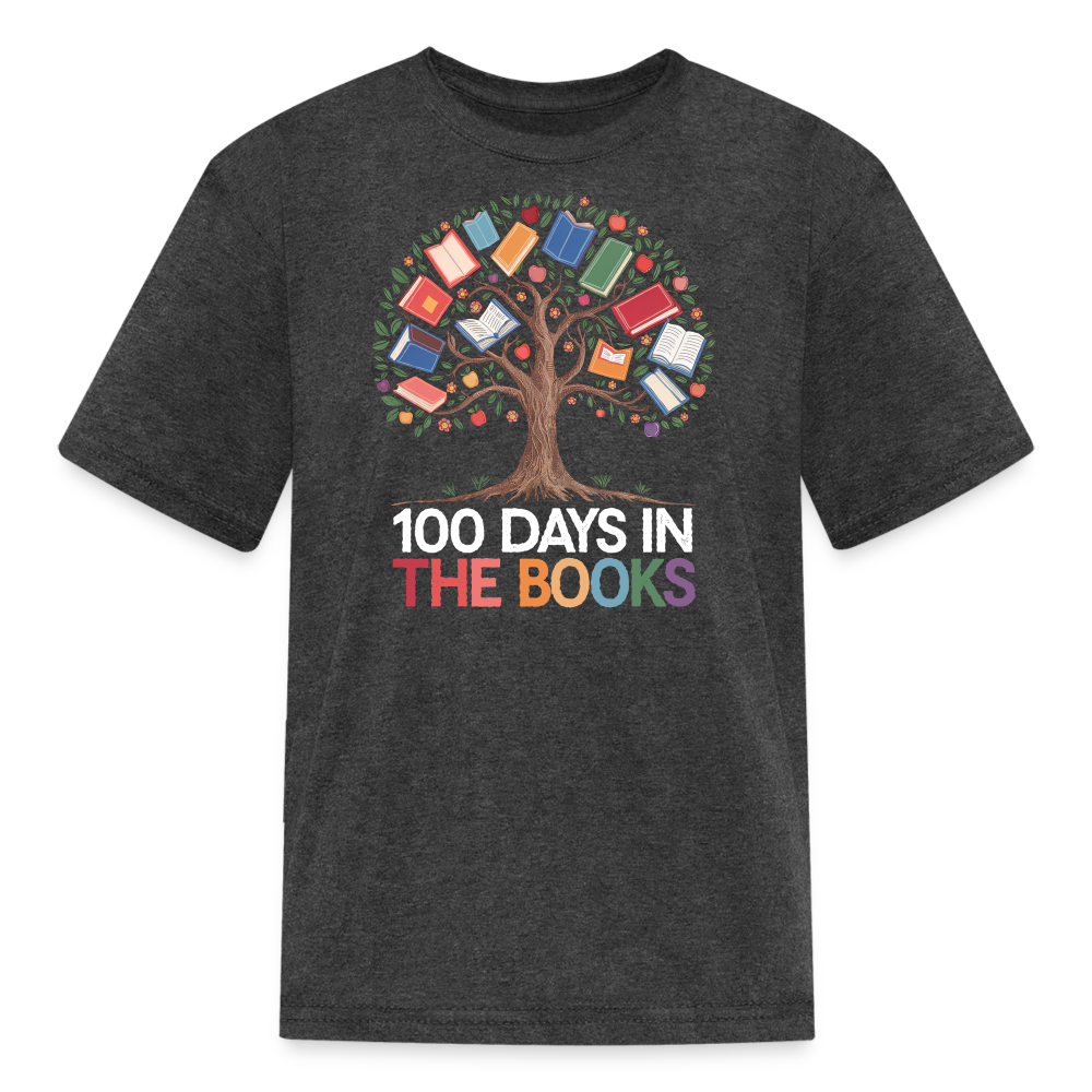 Reading Tree Graphic Tee 100 Days in the Books T-Shirt - heather black