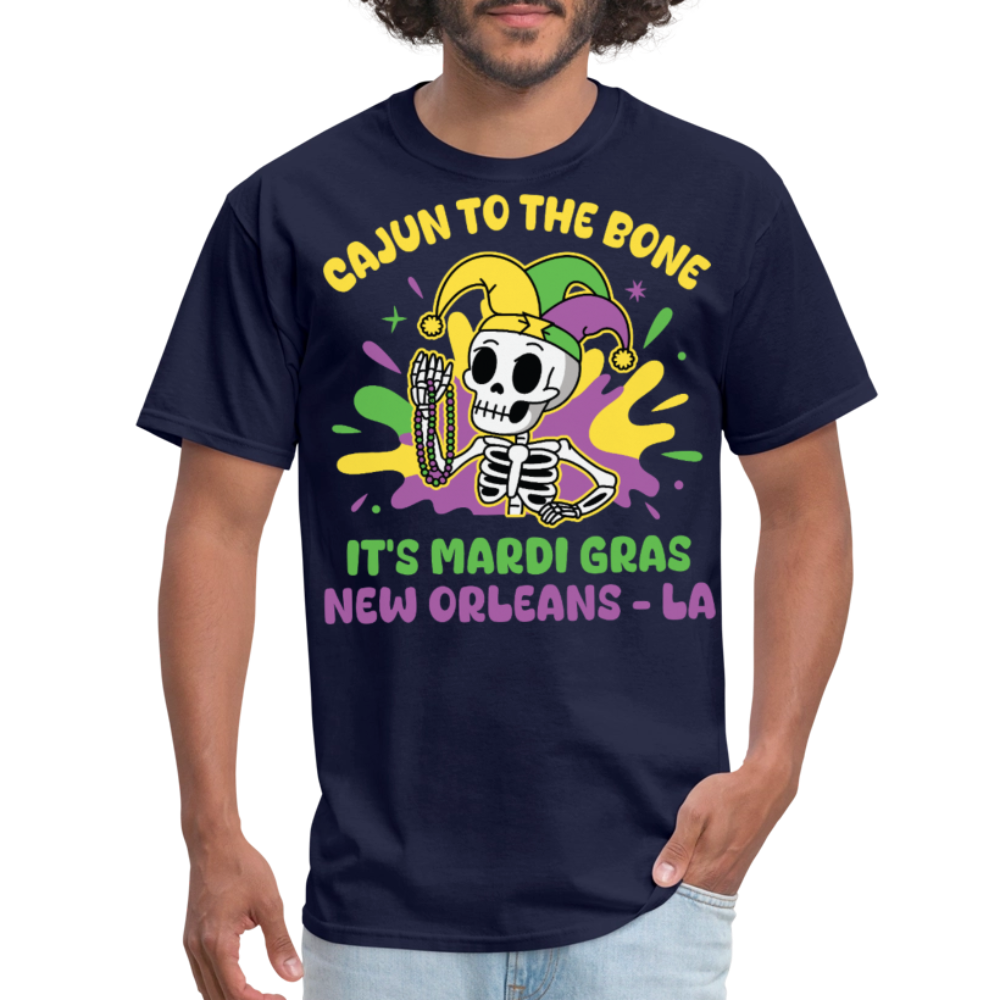 Mardi Gras Skeleton Tee For New Orleans Parade T-Shirt - navy