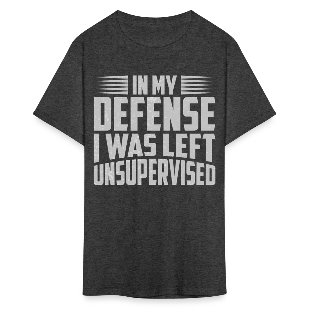 Humor Graphic Tee In My Defense I Was Left Unsupervised Unisex T-Shirt - heather black