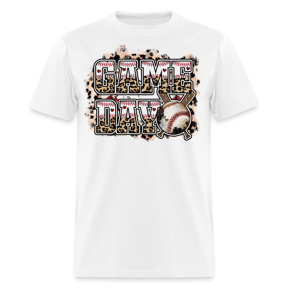 Leopard Print Baseball Game Day T-shirt - white