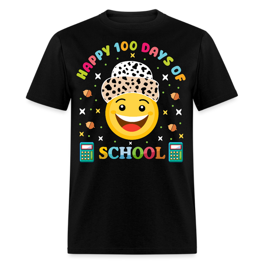 Happy 100 Days of School Teacher Tee 100 Days Smiley Face T-shirt - black