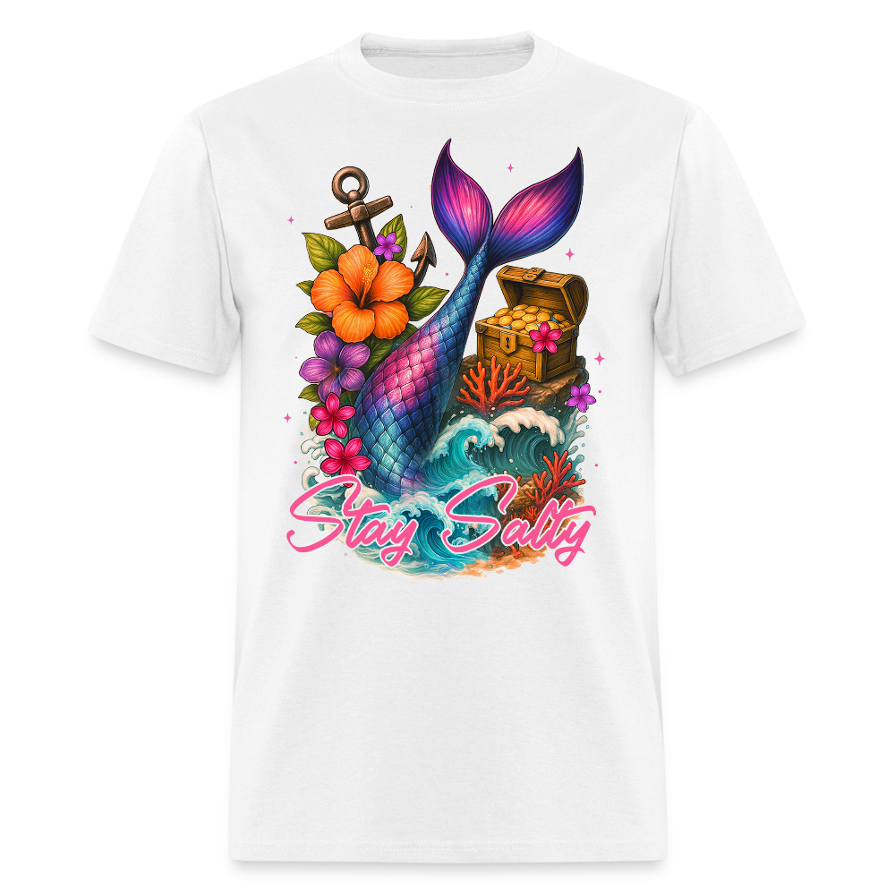 Stay Salty Ocean Mermaid Tail Beach T-shirt - white