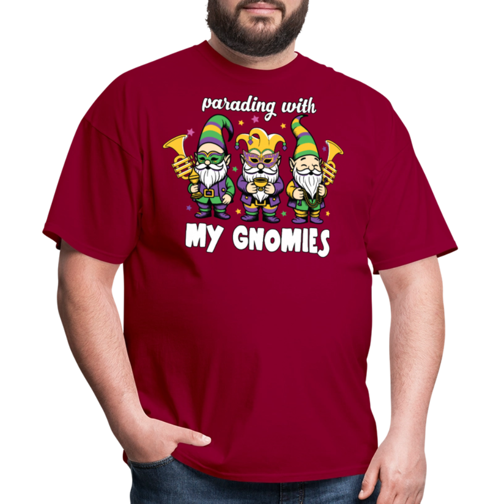 Parading With my Gnomies Festival Shirt Funny Mardi Gras T-shirt - dark red