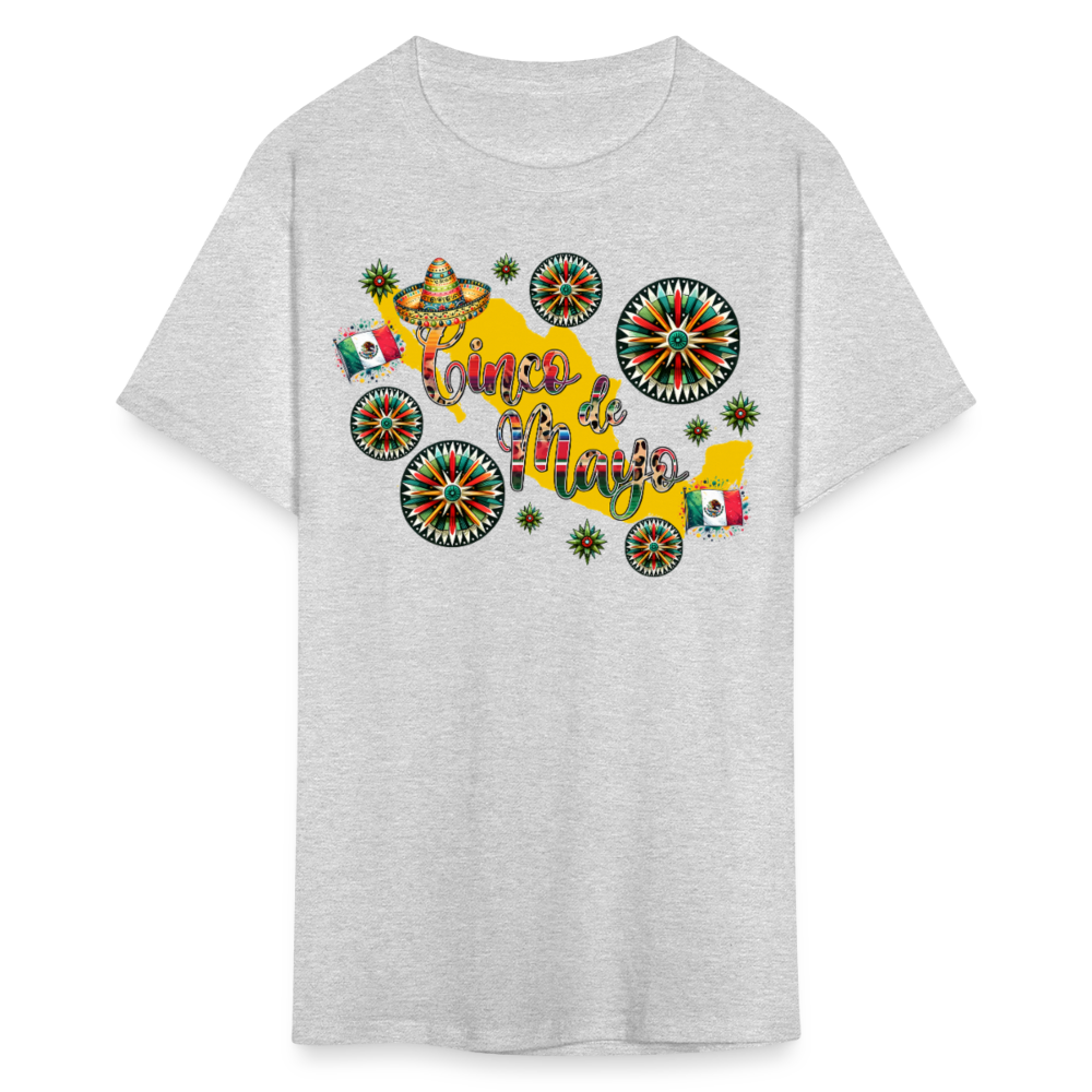 Mexican Pride Tee For Cinco De Mayo Mexico Map Graphic T-shirt - heather gray