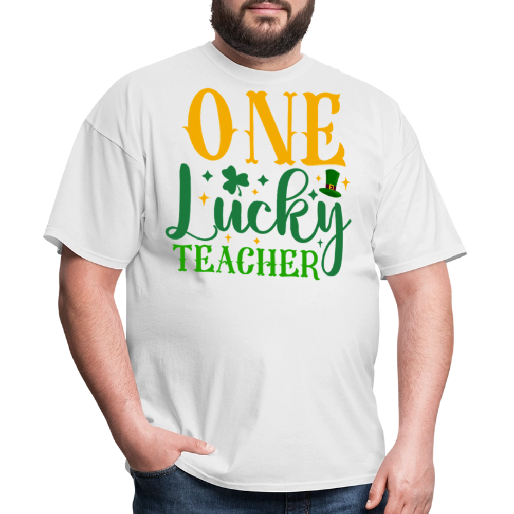 Lucky Teacher St Patrick’s Day Clover T-shirt - white