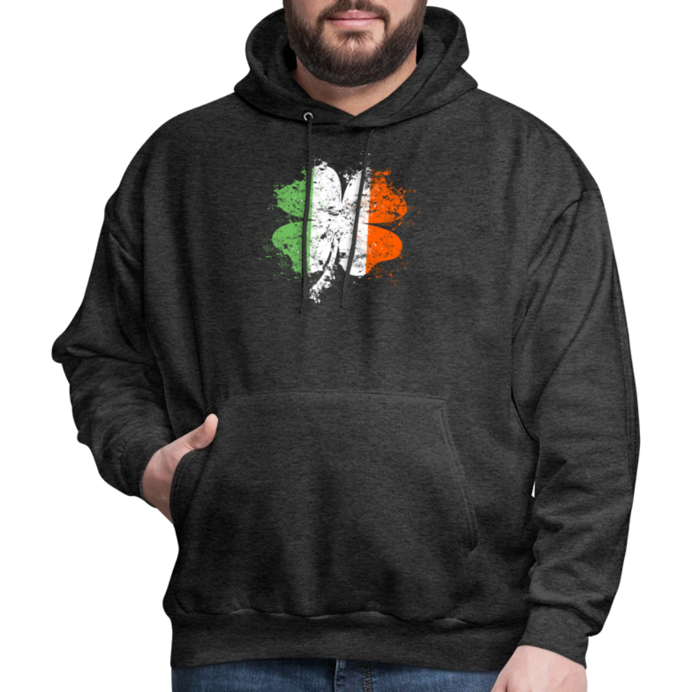 Irish Distressed Shamrock ST Patrick's Day Men's Hoodie - charcoal grey