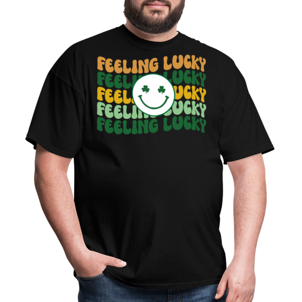 Retro Groovy Feeling Lucky Shamrock T-shirt - black