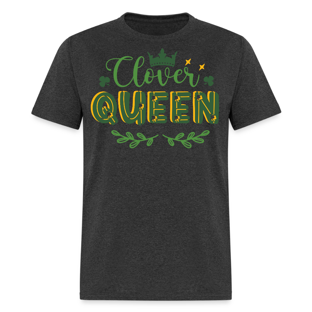 Irish Clover Graphic Tee For Ladies Clover Queen Irish Pride T-shirt - heather black