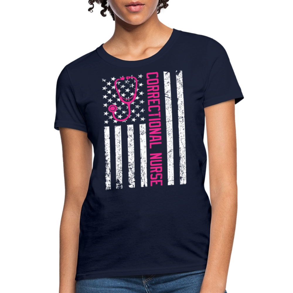American Flag Correctional Nurse T-Shirt - navy