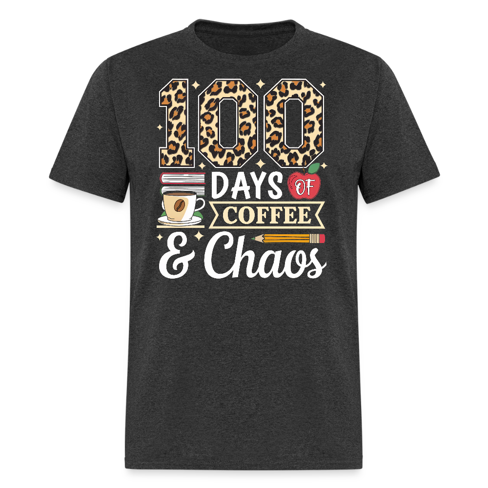 Teacher Appreciation Gift Coffee Lover 100 Days of School Unisex T-Shirt - heather black