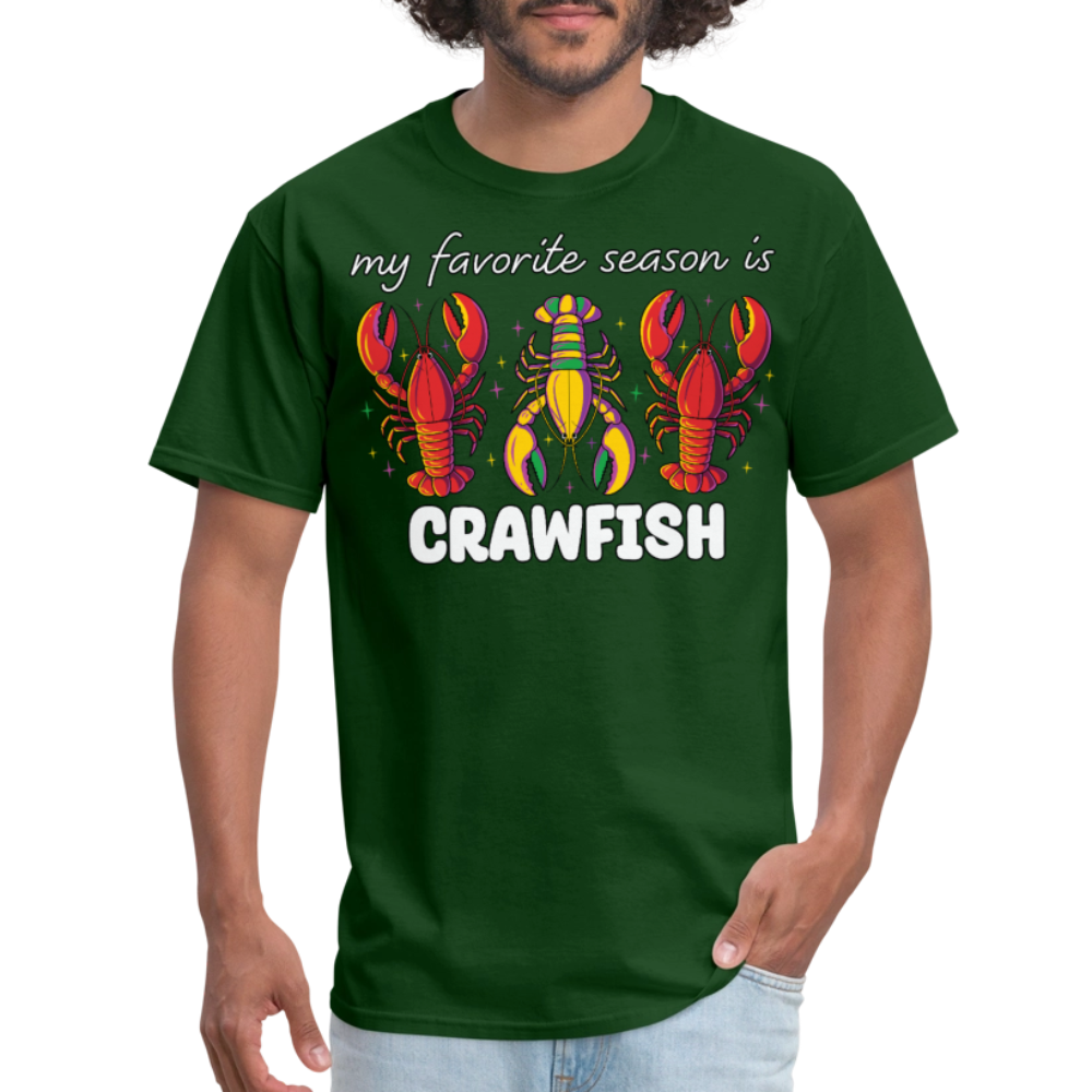 Funny Cajun Crawfish Boil Mardi Gras T-shirt - forest green