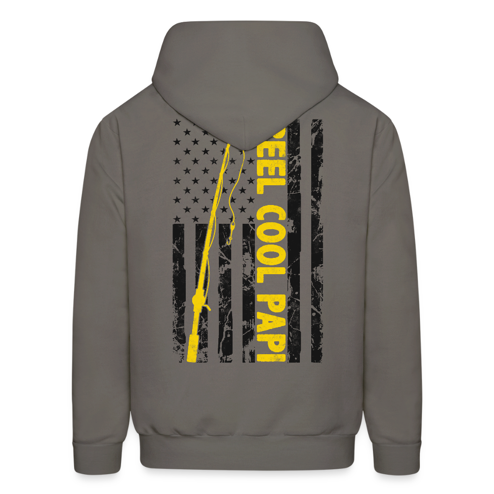 Reel Cool Papi Patriotic Fishing Gift For Men Hoodie - asphalt gray