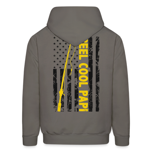 Reel Cool Papi Patriotic Fishing Gift For Men Hoodie - asphalt gray