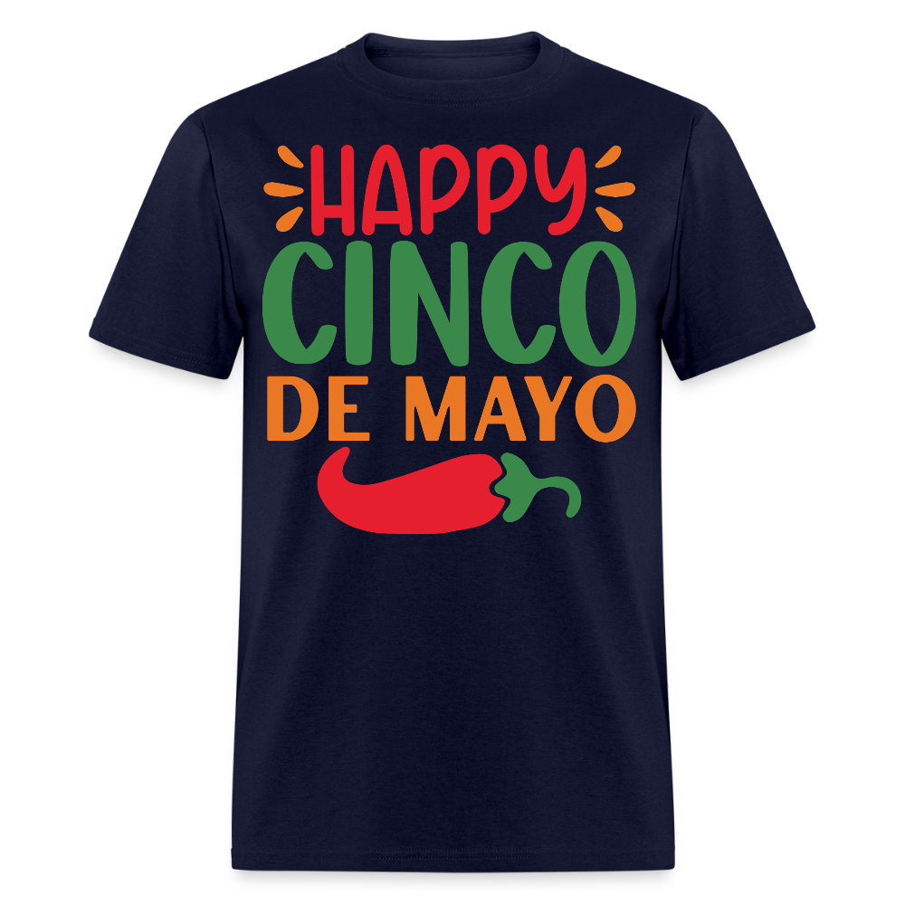 Colorful Happy Cinco de Mayo Fiesta T-shirt - navy