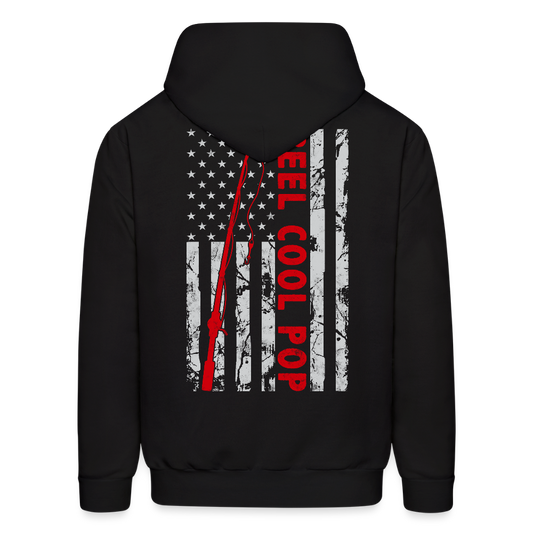 Reel Cool Pop Fishing Rod American Flag Hoodie - black
